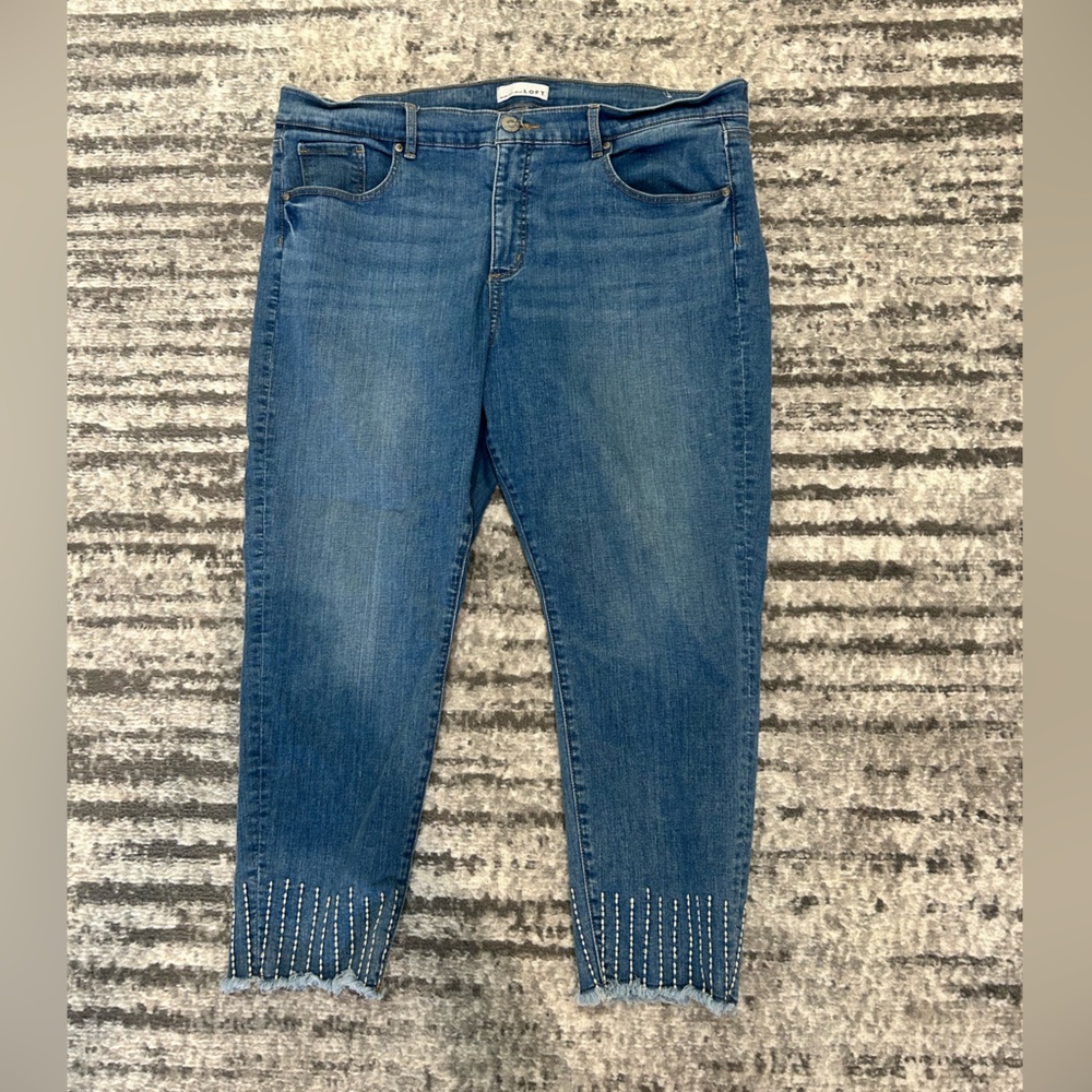 LOFT Blue Skinny Jeans with Studded Detail
